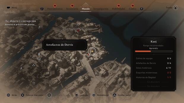Assassin's Creed Mirage - Localización en el mapa del artefacto de Dervis Peine de jade