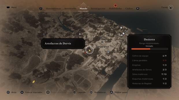 Assassin's Creed Mirage - Localización en el mapa del artefacto de Dervis Brazalete bizantino