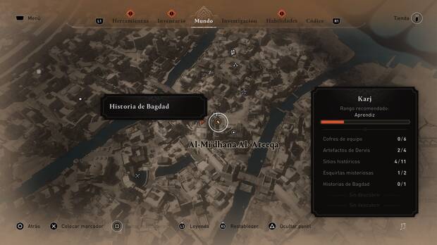 Assassin's Creed Mirage - Localización en el mapa de la historia de Bagdad Salto de los fieles
