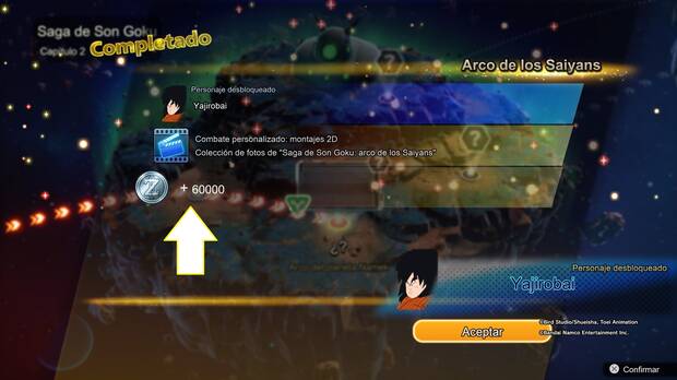 Dragon Ball: Sparking! Zero - Ganar zeni al superar capítulos de historia