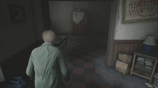Silent Hill 2 Remake - Hotel Lakeview: armario en el Despacho de dirección que puede empujarse