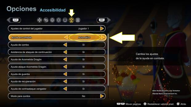 Dragon Ball: Sparking! Zero - Configurar ayudas y asistencias de controles para hacer el juego más fácil