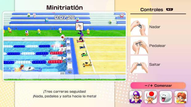 Antes de comenzar un minijuego podemos practicarlo en una pantalla en la que se explican los controles.