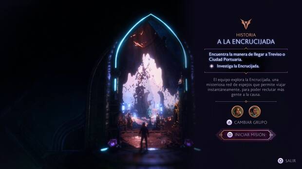 Dragon Age: The veilguard - A la Encrucijada: menú de selección de grupo al cruzar el eluvian