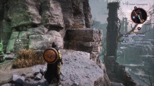Dragon Age: The Veilguard - Altares de Fen'Harel: saliente donde está la recompensa del primer altar de la Encrucijada