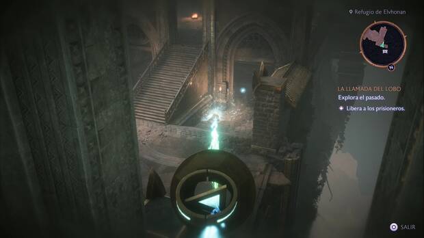 Dragon Age: The Veilguard - La llamada del Lobo: rayo mágico apuntando a una de las bases frente a las celdas