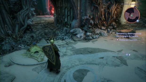 Dragon Age: The Veilguard - Mar de sangre: zona en la que falta un cristal de energía para desplegar un puente