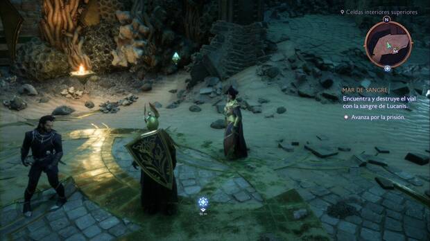 Dragon Age: The Veilguard - Mar de sangre: cristal de energía al bajar por la pendiente