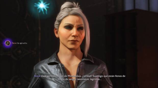 Dragon Age: The Veilguard - Misiones de Neve, Un estudio de Ciudad Portuaria: Rook hace una broma durante la conversación entre Bellara y Neve