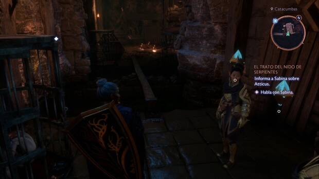 Dragon Age: The Veilguard - El trato del Nido de serpientes: cristales de energía junto a la jaula del foso