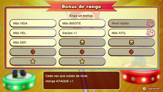 Subir de rango te permite personalizar tu experiencia, escogiendo entre varios atributos para Mario y Luigi