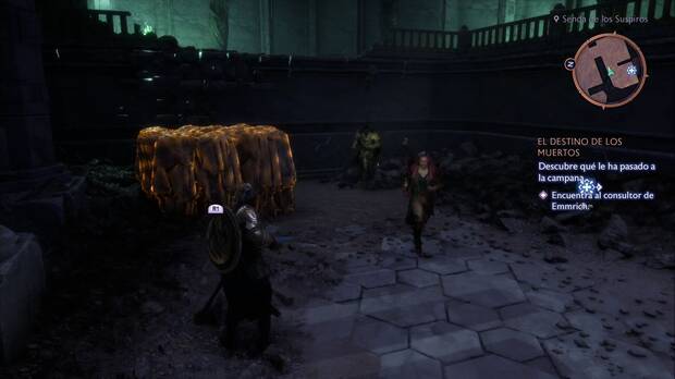 Dragon Age: The Veilguard - El destino de los muertos: rocas levantadas que permiten volver a salas anteriores tras dejarte caer por un saliente