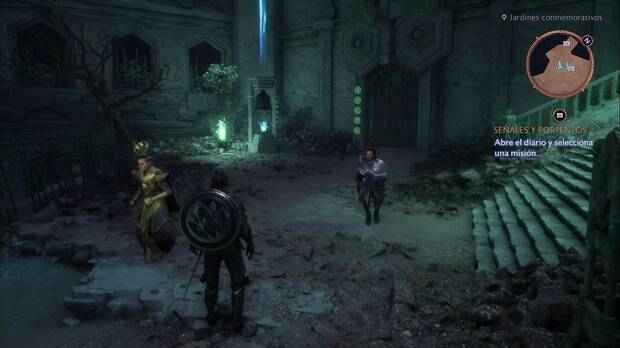 Dragon Age: The Veilguard - Sombras de la ruina: ubicación de la reja junto a la baliza, donde está el recuerdo Frasco de órganos