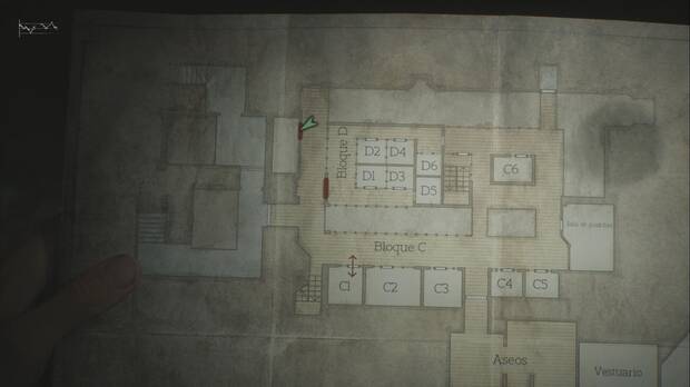 Silent Hill 2 Remake - Cárcel de Toluca: ubicación de la Nota de un guardia en la zona del buey, en una pared frente al bloque D