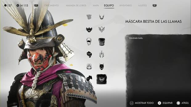 Ghost of Yotei - Mscaras, Mscara bestia de las llamas