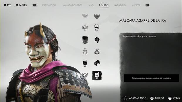 Ghost of Yotei - Mscaras, Mscara agarre de la ira