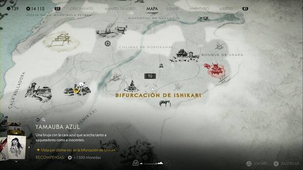 Ghost of Yotei - Recompensas en la Llanura de Ishikari, punto donde buscar a Yamauba Azul