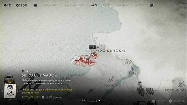 Ghost of Yotei - Recompensas en la Llanura de Ishikari, punto donde buscar a Shiro el Timador