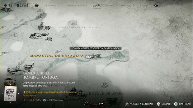 Ghost of Yotei - Recompensas en la Llanura de Ishikari, punto donde buscar a Kamekichi, el Hombre Tortuga