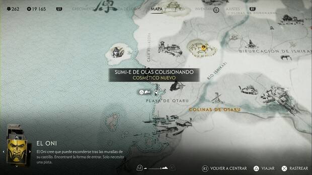 Ghost of Yotei - Sumi-e en la Llanura de Ishikari, ubicacin del sumi-e Olas colisionando