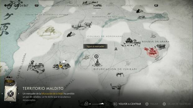 Ghost of Yotei - Relatos en la Llanura de Ishikari, ubicación donde comienza la misión Territorio maldito