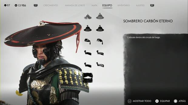 Ghost of Yotei - Cascos, Sombrero carbn eterno