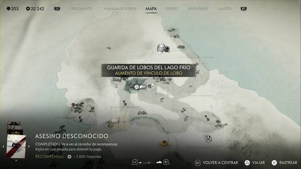 Ghost of Yotei - Guaridas de lobos en el Risco de Teshio, ubicacin de la guarida de lobos del Lago Fro