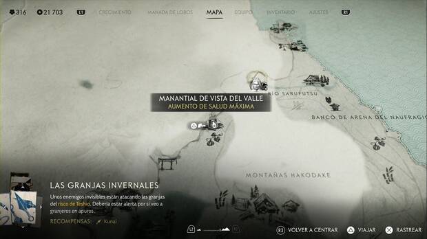 Ghost of Yotei - Manantiales en el Risco de Teshio, ubicacin del manantial vista del valle