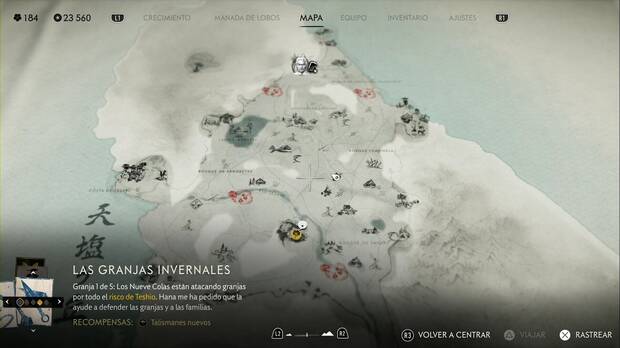 Ghost of Yotei - Misiones de sensei, ubicación de las granjas atacadas por los Nueve Colas durante Las granjas invernales