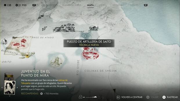 Ghost of Yotei - Campamentos de los Seis en la Costa de Oshima, ubicación del Puesto de artillería de Saito