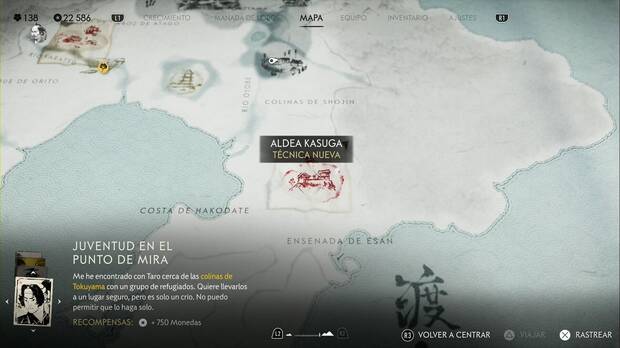 Ghost of Yotei - Campamentos de los Seis en la Costa de Oshima, ubicación de la Aldea Kasuga