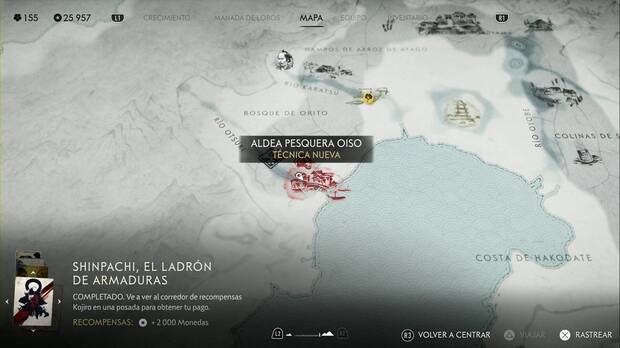 Ghost of Yotei - Campamentos de los Seis en la Costa de Oshima, ubicación de la Aldea pesquera Oiso