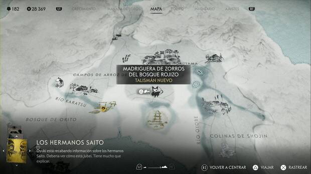 Ghost of Yotei - Madrigueras de zorros en la Costa de Oshima, ubicación de la madriguera Bosque Rojizo