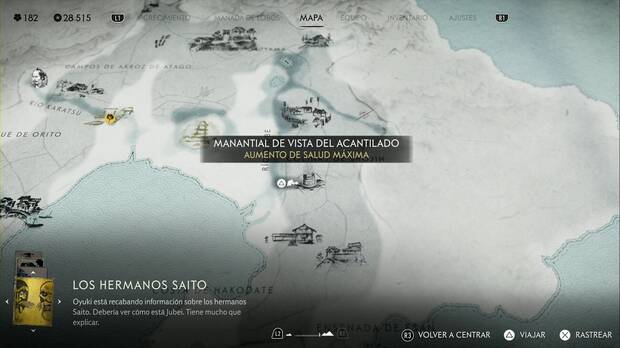 Ghost of Yotei - Manantiales en la Costa de Oshima, ubicacin del manantial de vista del acantilado