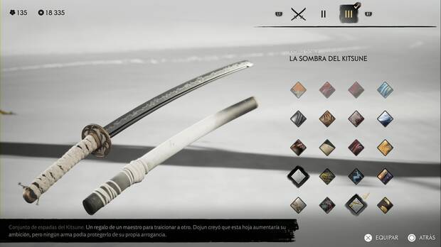Ghost of Yotei - Conjuntos de armas, La sombra del Kitsune