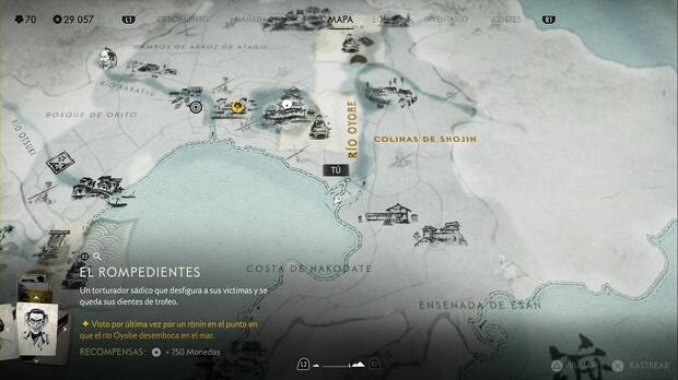 Ghost of Yotei - Recompensas en la Costa de Oshima, ubicain del campamento donde te dicen ms de El Rompedientes