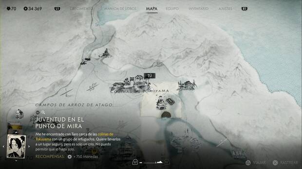 Ghost of Yotei - Juventud en el punto de mira, punto donde se activa