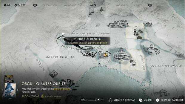 Ghost of Yotei - Relatos de Sensei, Orgullo antes que té, ubicación de Ginji en el puerto de Benten