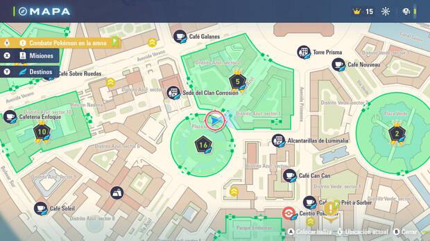 Leyendas Pokmon Z-A - Localizacin en el mapa de la MT076 Hidroariete