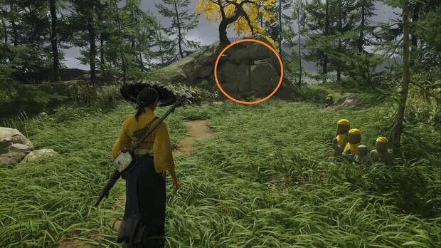 Ghost of Yotei - Lugares especiales, Río Sarubetsu, ubicación del letrero al acercarte desde el norte