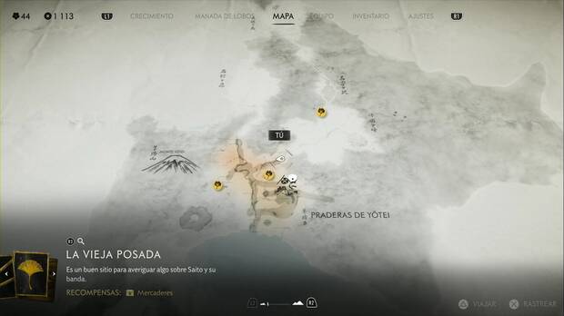 Ghost of Yotei - Sumi-e en la regin de las Praderas de Yotei, ubicacin del sumi-e Monte Yotei