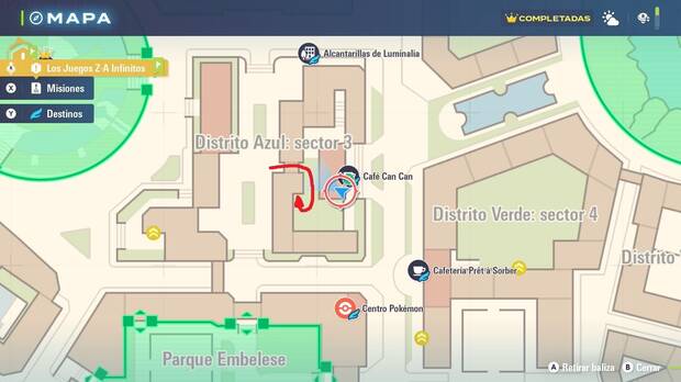 Leyendas Pokmon Z-A - Localizacin en el mapa de la MT056 Doble Filo