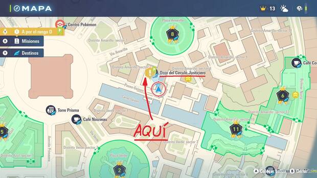 Leyendas Pokmon Z-A - Localizacin en el mapa del Entrenamiento Extremo