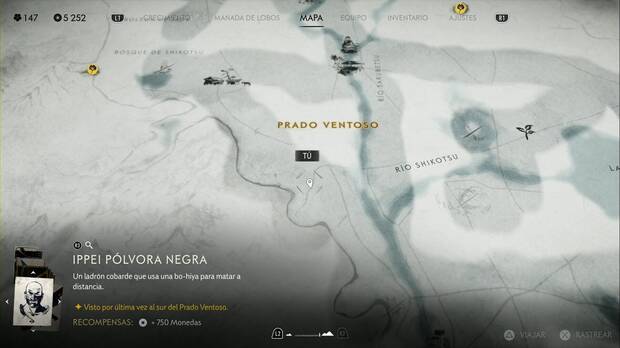 Ghost of Yotei - Recompensas en las Praderas de Yotei, ubicacin de Ippei Plvora Negra