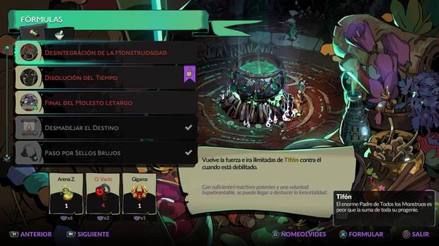 Hades 2 - Realizar la fórmula Desintegración de la Monstruosidad para conseguir Entropía