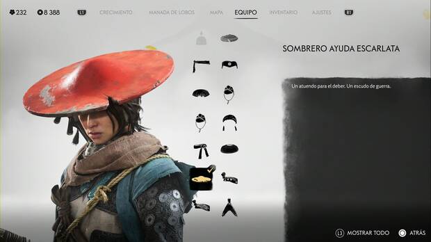Ghost of Yotei - Cascos, Sombrero ayuda escarlata