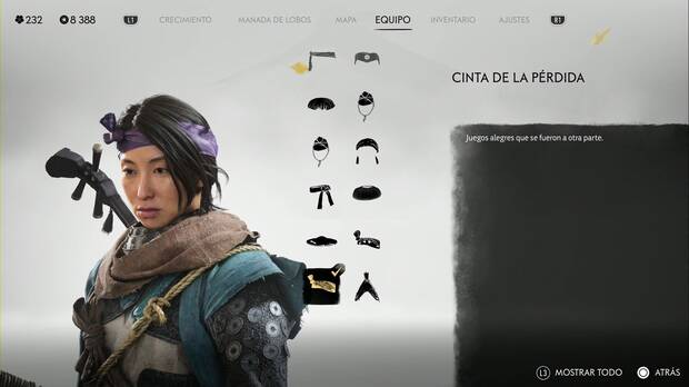 Ghost of Yotei - Cascos, Cinta de la prdida