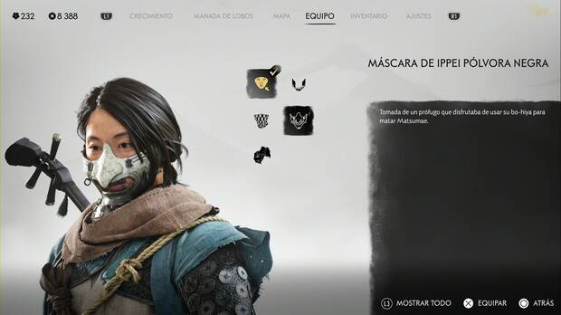 Ghost of Yotei - Mscaras, Mscara de Ippei Plvora Negra