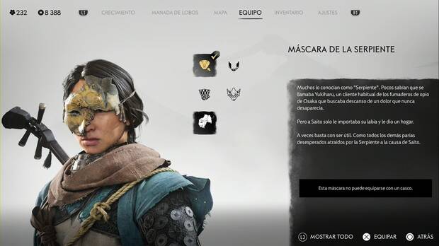 Ghost of Yotei - Mscaras, Mscara de la serpiente