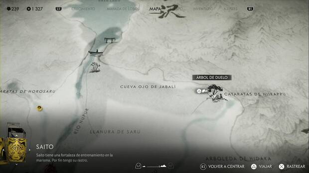 Ghost of Yotei - rboles de duelo en la Cordillera de Tokachi, ubicacin del rbol de duelo entre las ruinas